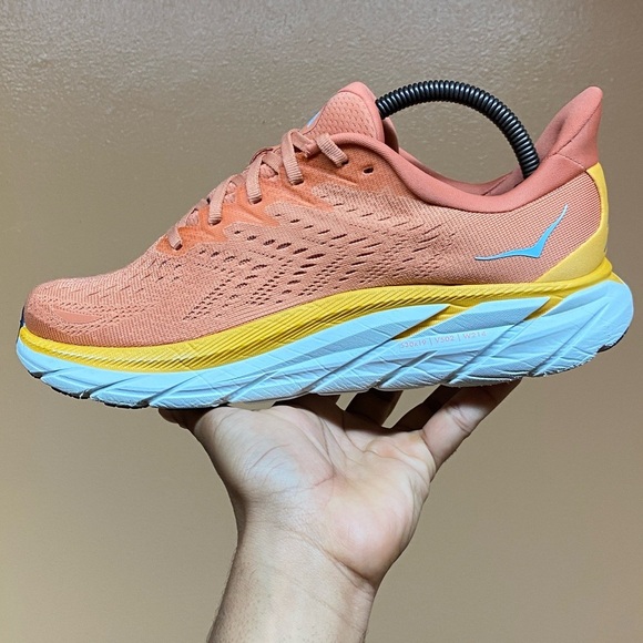 HOKA ONE ONE CLIFTON 8 SUN BAKED SHELL CORAL WOMEN’S RUNNING SNEAKERS SIZE 9.5 - Picture 5 of 17